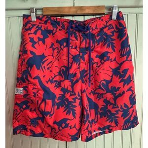 Polo Ralph Lauren mesh lined swim trunks red/blue safari animal print sz M